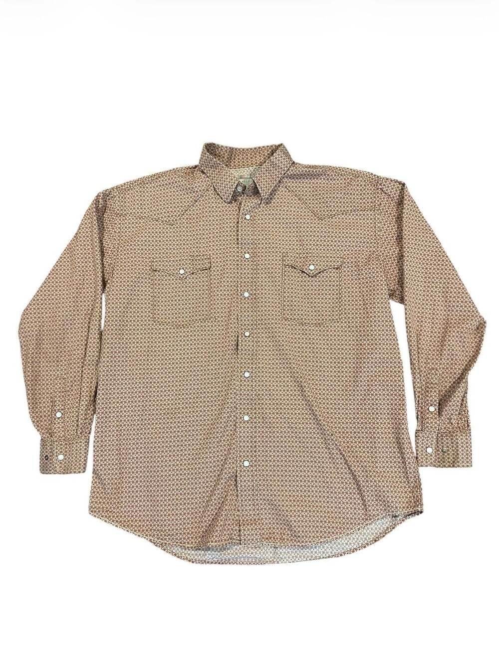 Panhandle Rough Stock Men's Long Sleeve Western Snap Button Geometric Print Shir